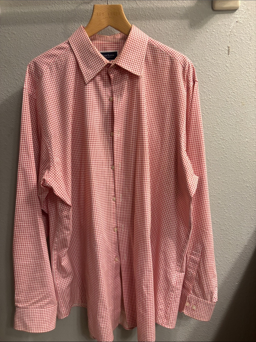 Club Room Red and White Gingham Dress Shirt